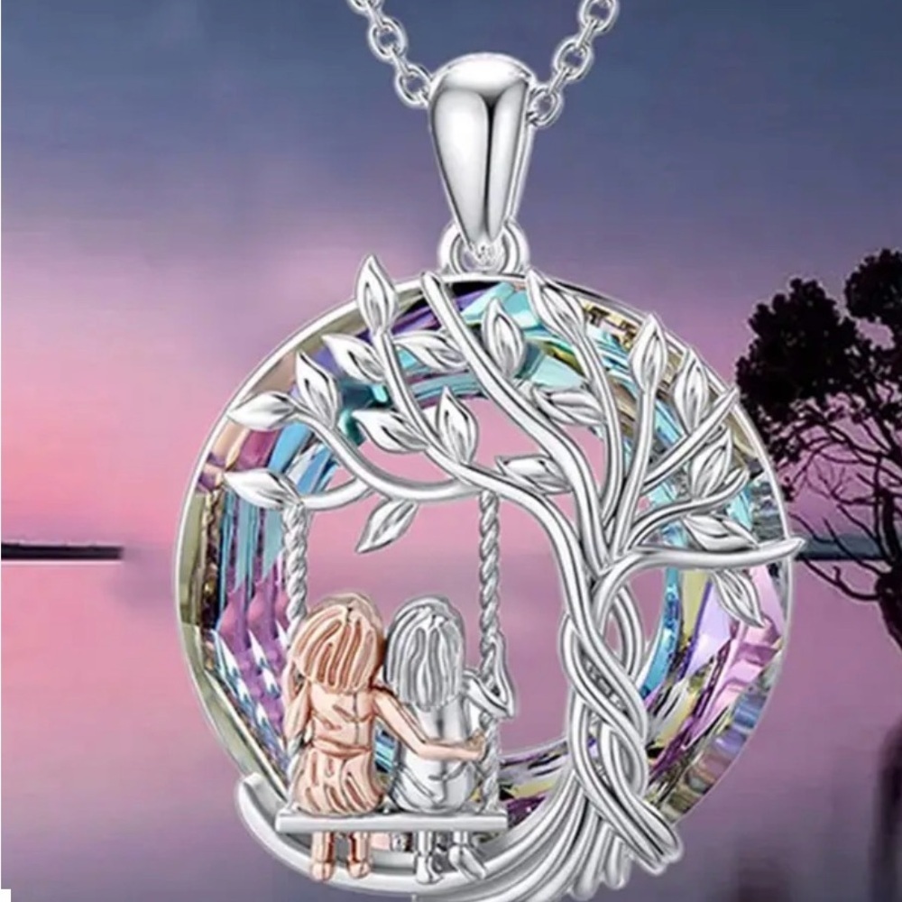 Silver Tree of Life Pendant with Multicolor Accents. - Picture 3 of 4